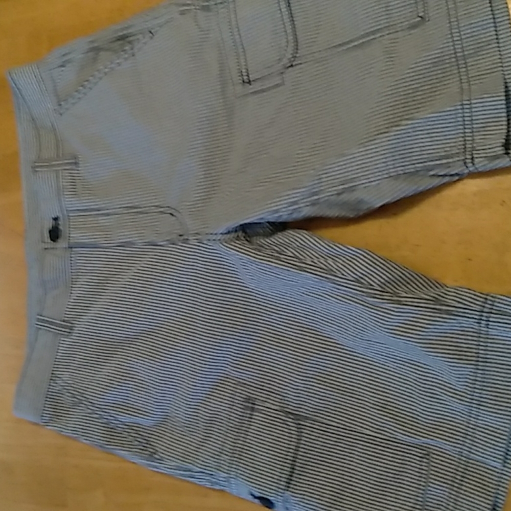 NET men blue and white striped cargo shorts sz 32
